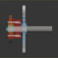 Modern Lighting Fixture Combination With Red Body Green Blue Components Metal Screws And Reflective Surface