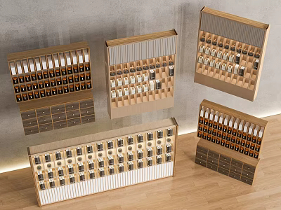 Modern Wooden Bookcase Design With Multi Layered Shelves And Storage Compartments 3d model