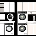 Modern White Bathroom Cabinet Rack With Washing Machine And Storage Design