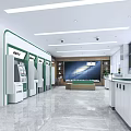 Modern Bank Interior Design With Service Counter ATM Machines And Waiting Area