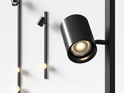 Modern Black Wall Lights With Round Bulbs And Cylinder Design For Interior Decor 3d model