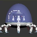 Modern Futuristic Structure With Transparent Dome Green Platform And Mechanical Legs