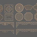 New carved window lattice window carved door arch angle flower 3d model