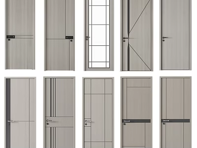 Modern Hinged Door Collection Featuring Various Panel Designs And Glass Inserts 3d model