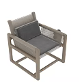 Modern Leisure Chair With Wooden Frame Woven Backrest And Comfortable Cushion