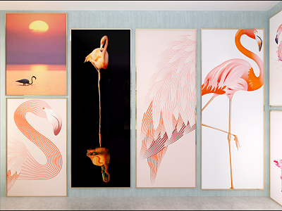 Modern Animal Painting Decorative Painting Mural Painting Flamingo Decorative Painting model