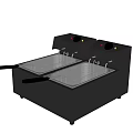 Black Electric Double Basket Deep Fryer Kitchen Cooking Appliance With Control Knobs 3d model