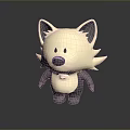 Cute Cartoon Style Wolf Doll With Light Body Dark Ears Limbs Standing On Dark Background