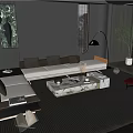 Modern Light Colored Sofa Coffee Table Set With Marble Top And Black Accents