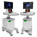 Mobile Diagnostic Medical Equipment with Two Screens Displaying Medical Images on Carts