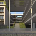 Modern School Building With Atrium Green Elements Glass Staircase And Open Design