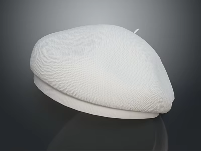 White Knitted Beret Classic Style Soft Texture Daily Casual Fashion Accessory 3d model