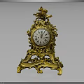 Ornate Gold Decorative Furniture Clock With Intricate Carvings And Roman Numerals