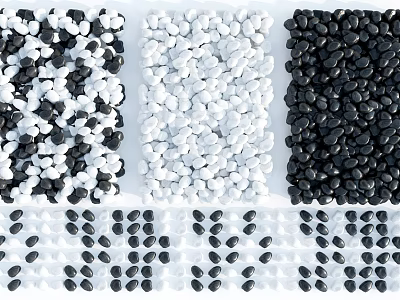Natural Stone Pebbles in Black White and Mixed Colors with Neatly Arranged Small Granules 3d model