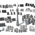 Urban Building Complex With Modern High Rise Skyscrapers And Diverse Architecture