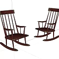 Classic Vintage Wooden Rocking Chairs With Armrests And Curved Rocking Base For Comfortable Seating