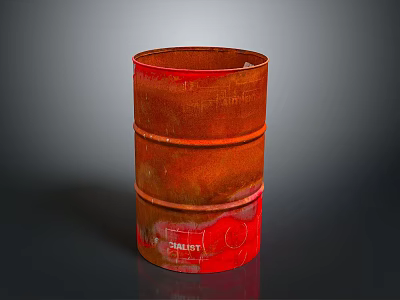 Rusty Red Santos Barrel With Cylindrical Shape And Weathered Surface 3d model