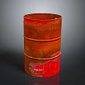 Rusty Red Santos Barrel With Cylindrical Shape And Weathered Surface