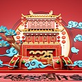 National Tide Festival Beautiful Chen New Chinese Style Building Device Kits off to a Blow with Auspicious Clouds 3d model