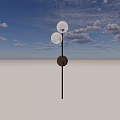 Modern Minimalist Wall Lamp With Metal Rod Two White Spherical Lampshades And Brown Base