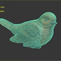 Vibrant Bird Sculpture With Orange Chest Yellow Head Wings On Reflective Grey Surface