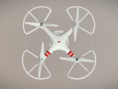 Modern UAV DJI UAV quadcopter with propeller shield model