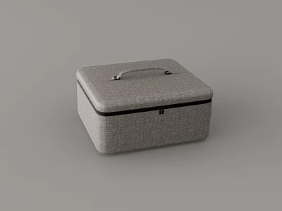 Gray Fabric Storage Box With Handle Black Trim And Square Design 3d model