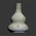 White Gourd Shaped Vase With Red Patterns And Smooth Surface