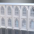 Innovative Future Architecture with White Sleek Facade and Rows of Arched Glass Windows