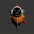 Smooth 3D Rendered Model With Orange Yellow Body Black Silver Head And Red Tip