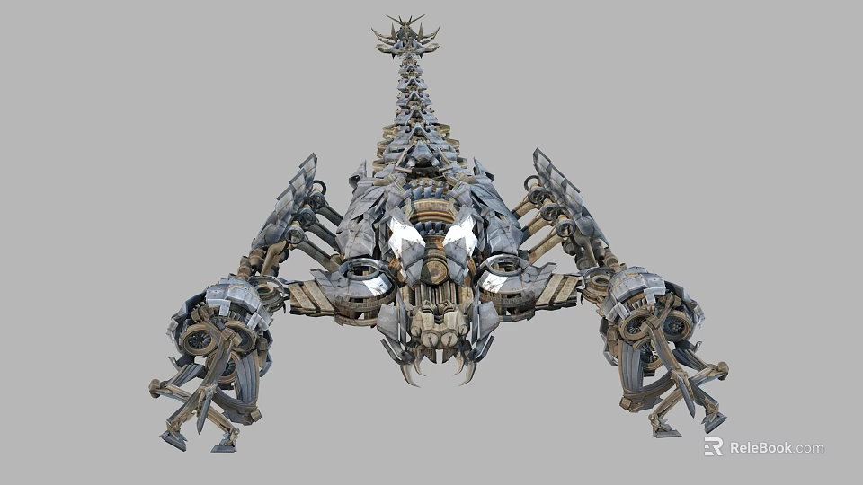 Detailed Mechanical Scorpion With Futuristic Metallic Exoskeleton And Robotic Limbs Design 3d model 