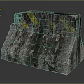 Concrete Barrier with Weathered Texture Yellow Stains and Red Metal Handles