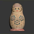 Traditional Russian Matryoshka Doll With Hand Painted Floral Patterns And Pink Base