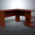 Wooden L Shaped Office Desk With Shelves And Natural Wood Finish