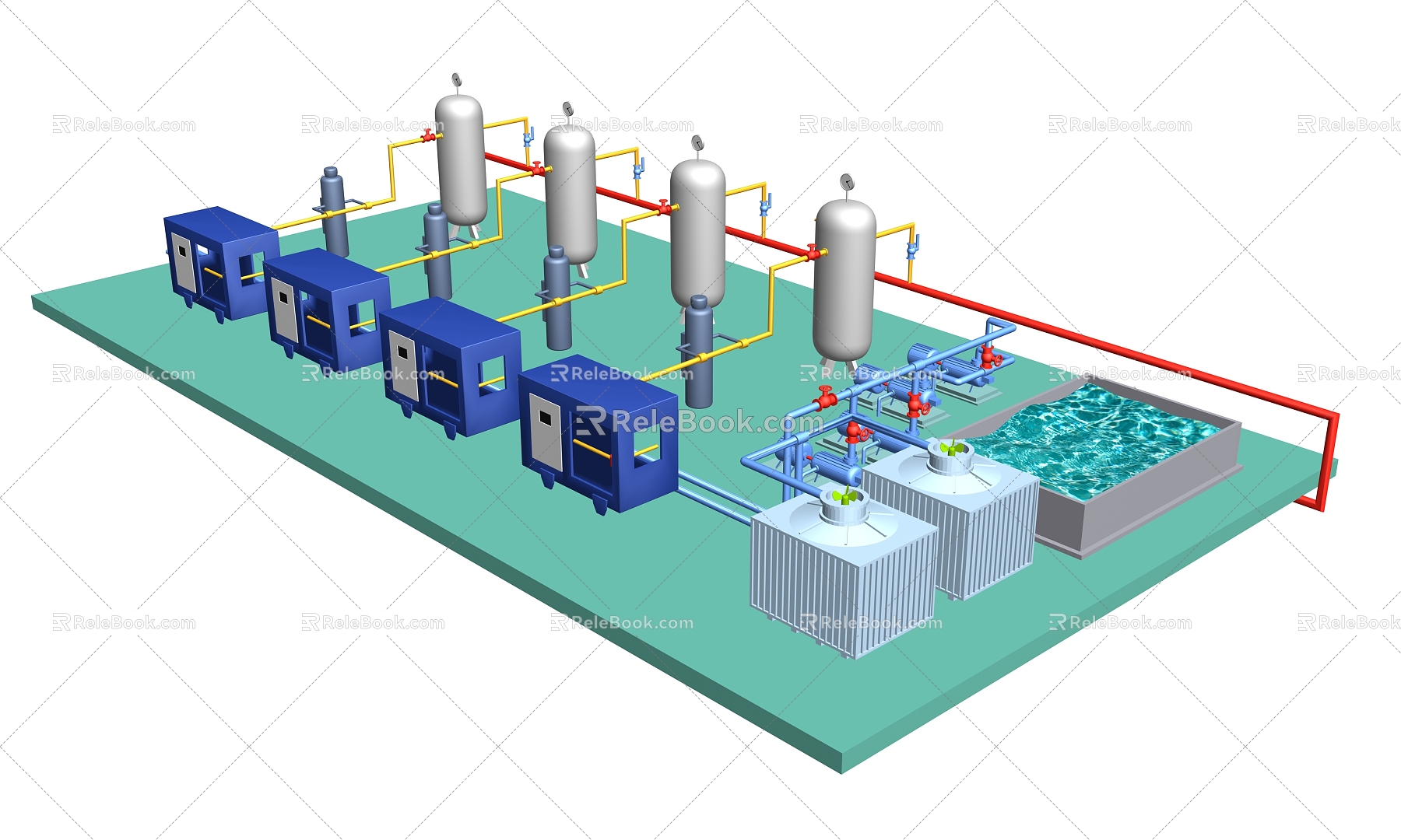 Air compressor room with animation coal mine design 3d model