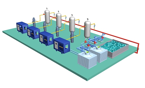 Air compressor room with animation coal mine design 3d model