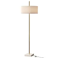 Modern Floor Lamp With Brass Stand And Beige Fabric Shade For Home Decor