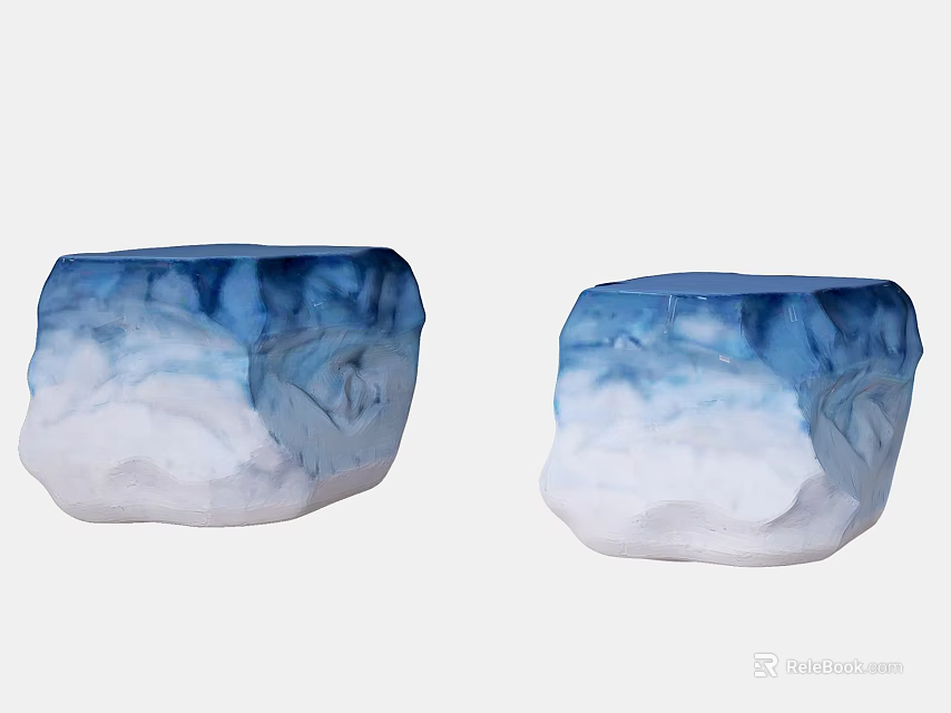Two Stylish Outdoor Chairs With Blue And White Gradient Marble Like Texture 3d model 