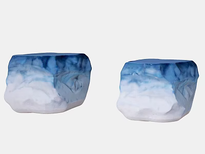 Two Stylish Outdoor Chairs With Blue And White Gradient Marble Like Texture 3d model