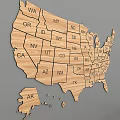 Wooden USA Map Wall Decor For Home Interior Decoration And Wall Art