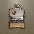 Ornate Grapevine Carved Golden Mirror Reflecting Room Interior With Bed Sofa Decor And Wooden Floor