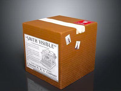 Vintage Smith Visible Cardboard Box With Label And Printer Illustration For Household Supplies 3d model
