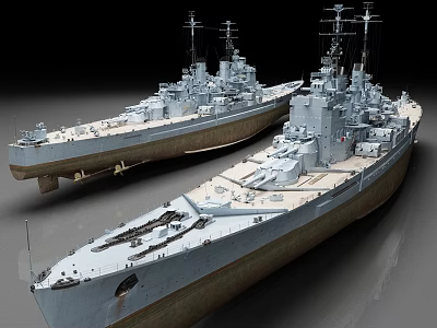 Detailed Scale Warship Models With Turrets Masts And Historical Military Design 3d model
