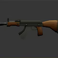 Classic Assault Rifle with Wooden Stock Grip and Metal Barrel Receiver in Modern 3D Render