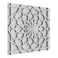 Elegant White Laser Cut Wall Decor with Repeating Geometric Circular and Square Symmetrical Patterns