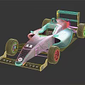 Sleek Silver Single Seater Race Car With Large Rear Wing And Aerodynamic Design