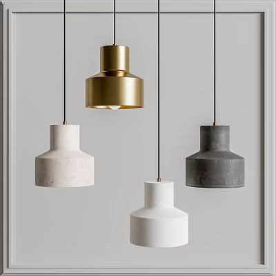 Modern Pendant Lights With Gold Gray And White Concrete Materials And Sleek Design 3d model