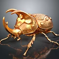 Golden Beetle Shaped Decorative Home Decor Item With Intricate Design And Metallic Finish
