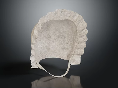 Vintage White Fabric Headdress With Ruffled Edges And Loop Strap Design 3d model