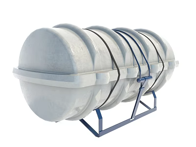 Industrial Cylindrical Storage Tank With Metal Support Frame And Connected Units 3d model